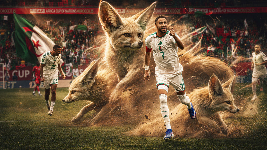 Mahrez célèbre un but avec les Fennecs d'Algérie