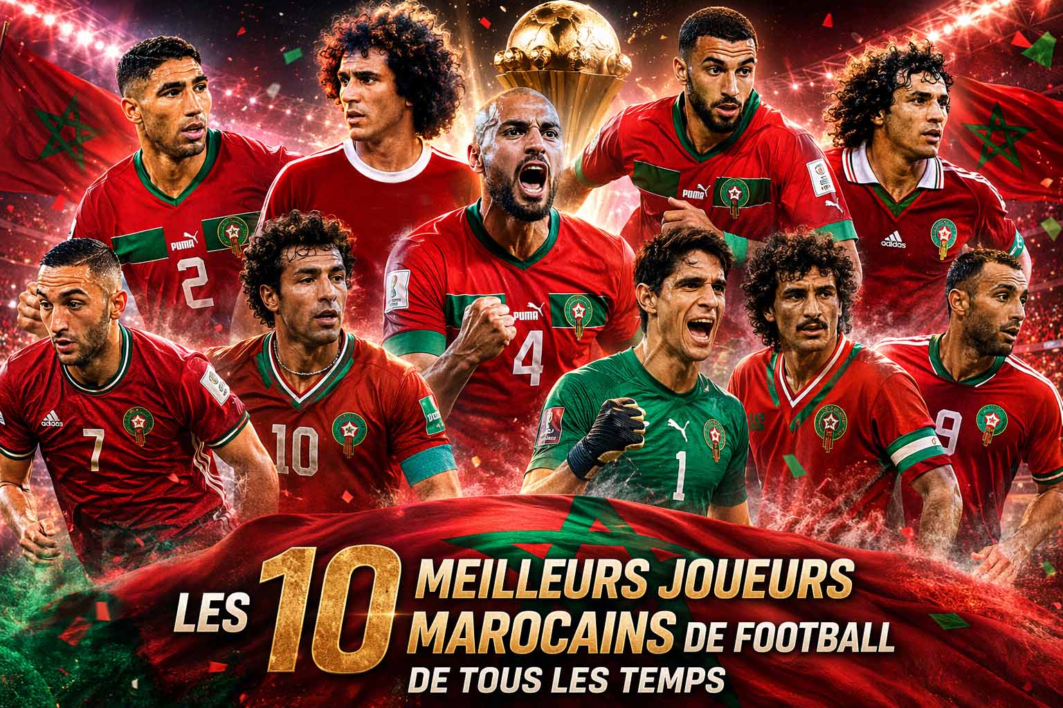 Photo montage des 10 meilleurs joueurs marocains de tous les temps