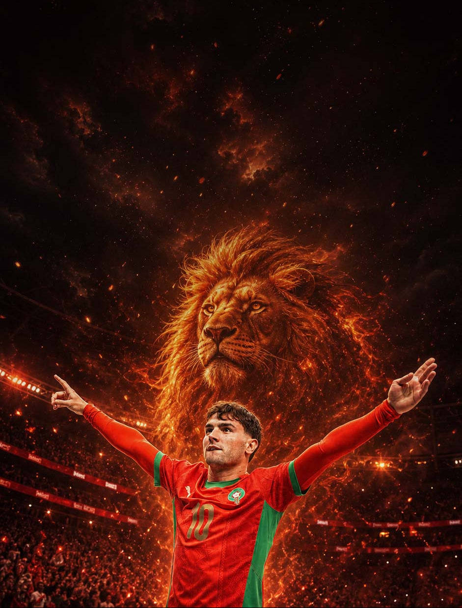 Brahim Diaz célèbre un but avec le maillot du Maroc