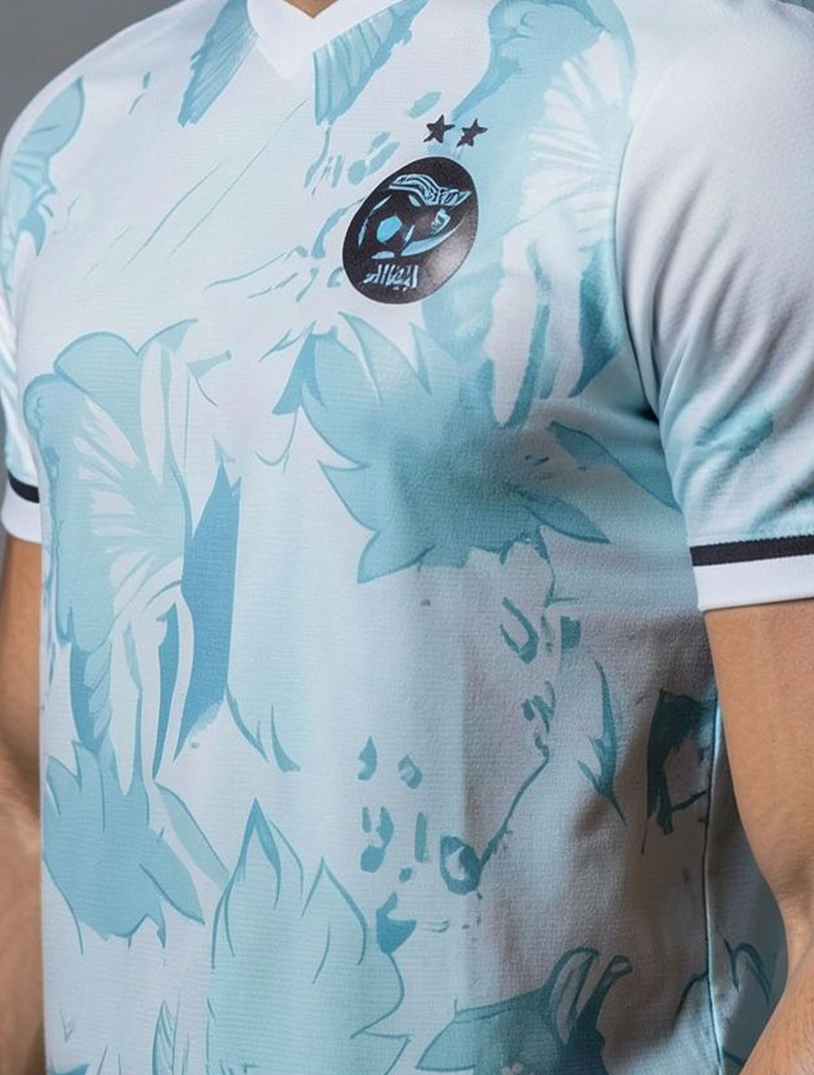 Maillot bleu de l'Algérie avec des oiseaux
