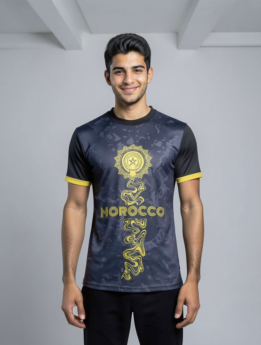 Maillot du Maroc noir avec un soleil