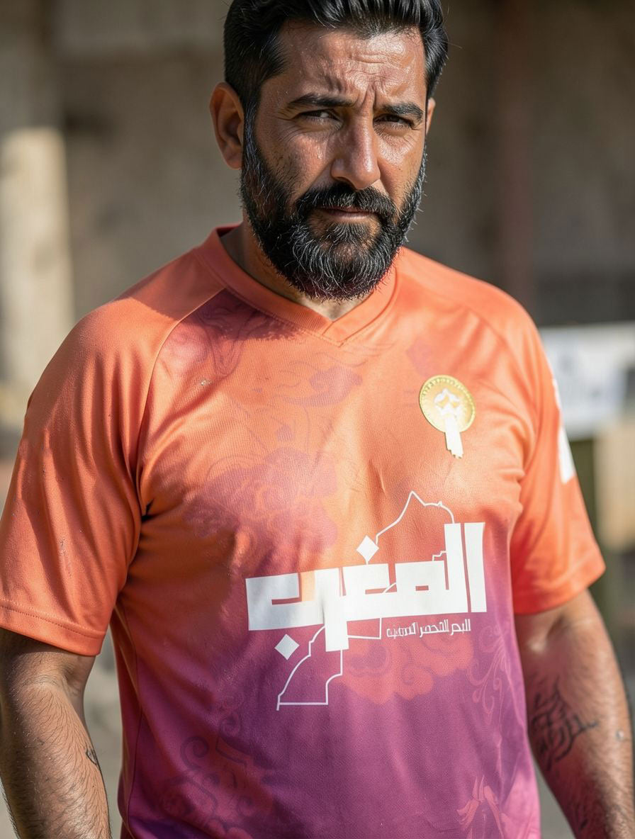 Homme portant un maillot orange du Maroc