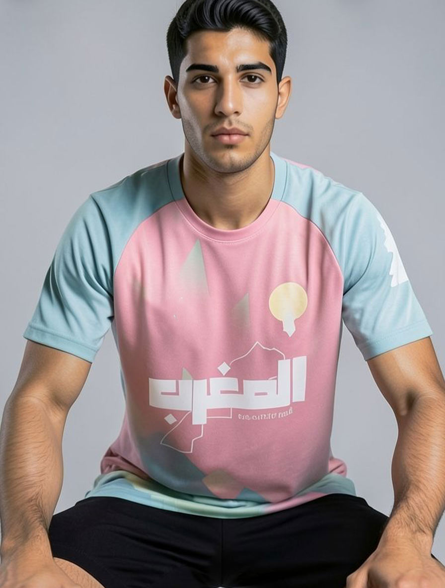 Maillot du Maroc bleu et rose