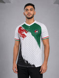 Maillot Palestine concept 2026 "Forza" face avec motif keffieh blanc, vert, rouge et noir