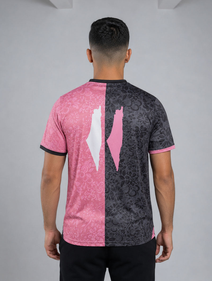 Maillot de la Palestine noir et rose à manches courtes