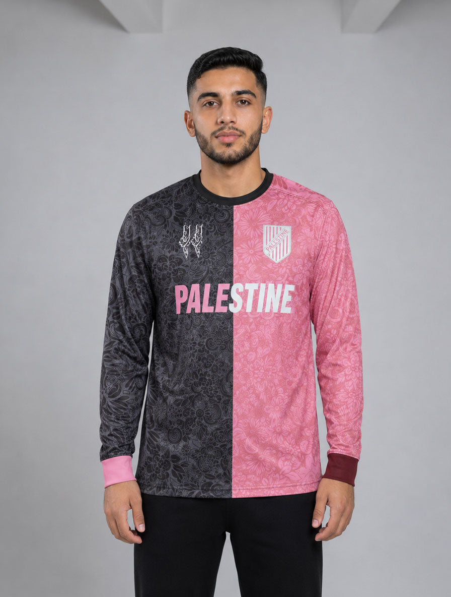 Maillot de la Palestine noir et rose à manches longues
